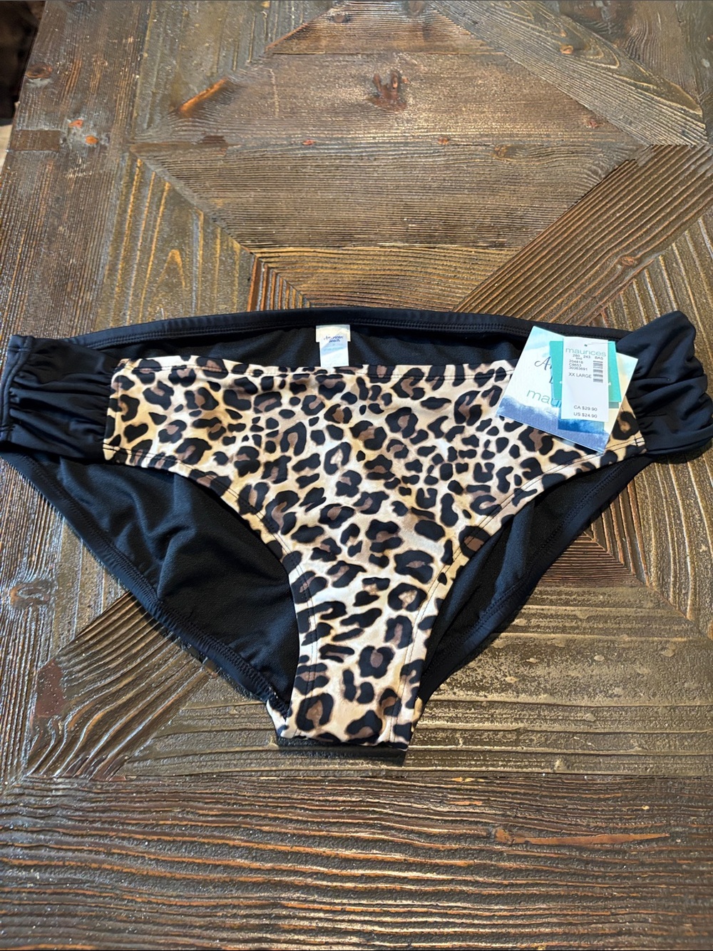 Maurices Black & Leopard Print Bikini Bottom